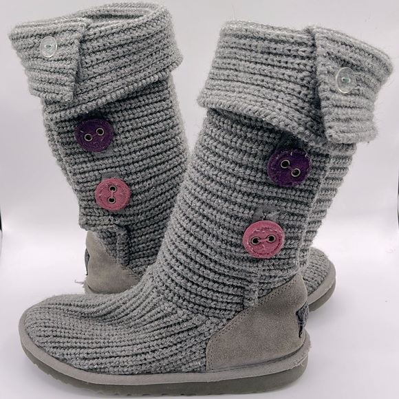 UGG Gray Knit Kids Rain & Snow Boots - Picture 1 of 7